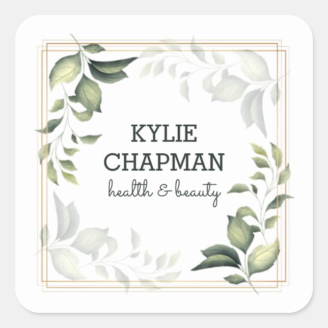 Adesivo Quadrado Dourado Quadro E Folhas (Frente)