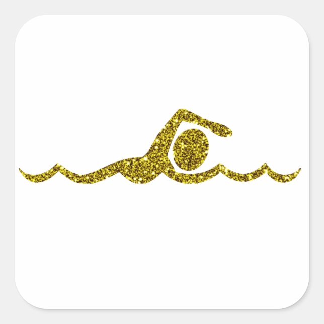 Adesivo Quadrado Dourado Schwimmen Sticker (Frente)