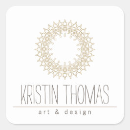 Adesivo Quadrado Dourado Sun Mandala da Boêmia