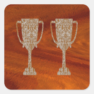 Adesivo Quadrado Dourado TROPHY : Celebração de Recompensa do Prêmi