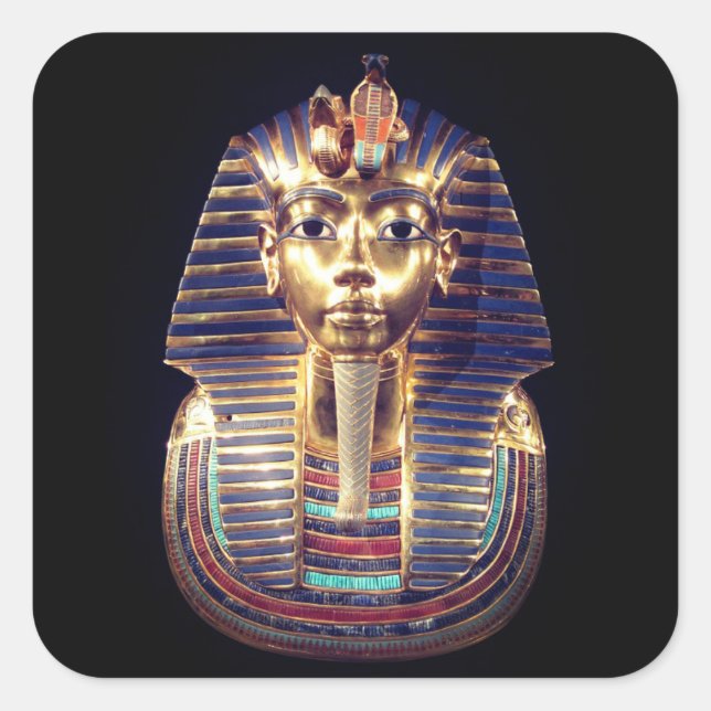 Adesivo Quadrado Dourado Tutankhamun Pharaoh Death Mask Sticker (Frente)