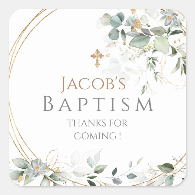 Adesivo Quadrado Dourado Verde Eucalyptus Square Sticker (Frente)