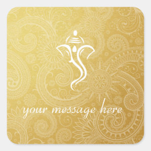 Adesivo Quadrado Dourado Vinayaka Casamento Stickers