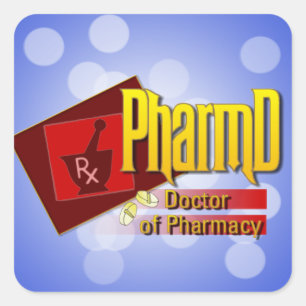 Adesivo Quadrado Doutor de PharmD do LOGOTIPO da farmácia