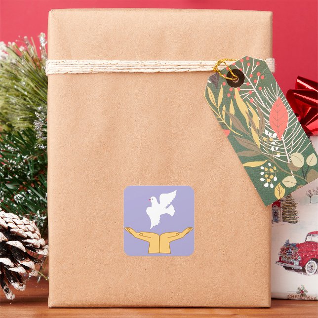 Adesivo Quadrado Dove Bird World Peace White (Criador carregado)