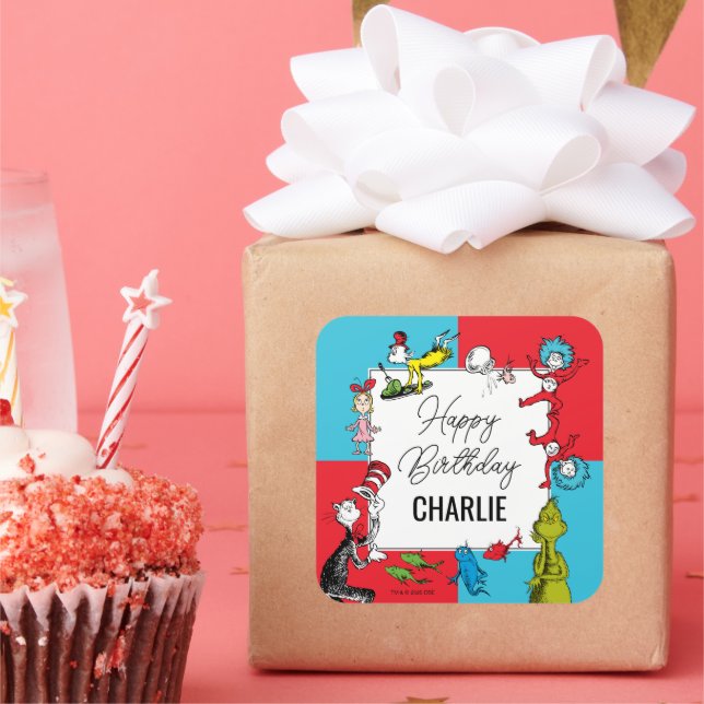 Adesivo Quadrado Dr. Seuss - Caracteres | ANIVERSÁRIO DE CRIANÇA (Festa)