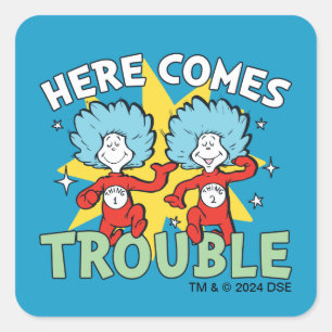 Adesivo Quadrado Dr. Seuss   Coisa Um Coisa Dois Aqui Vem o Problem