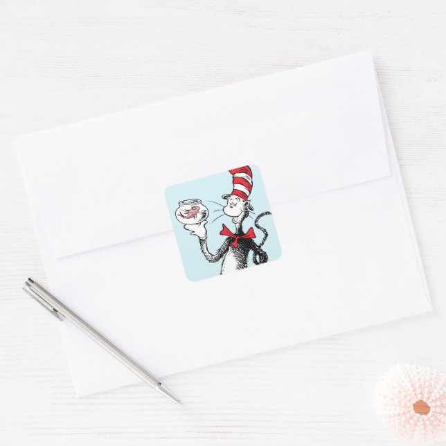 Adesivo Quadrado Dr. Seuss | Gato no Chapéu & Krinklebine (Envelope)