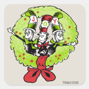 Adesivo Quadrado Dr Seuss Grinch Alegria de Natal em Quem-ville