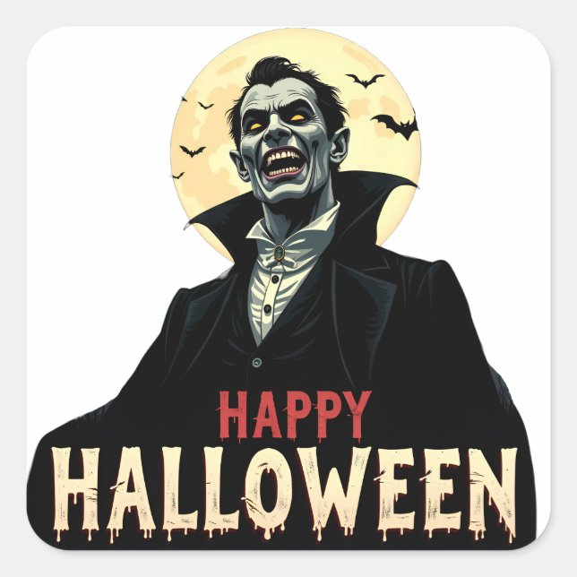 Adesivo Quadrado Dracula Deseja Uma Noite Estranho (Frente)