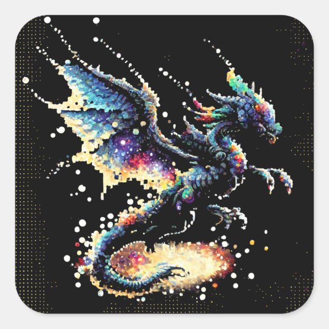 Adesivo Quadrado Dragão Air Elemental Square Sticker (Frente)