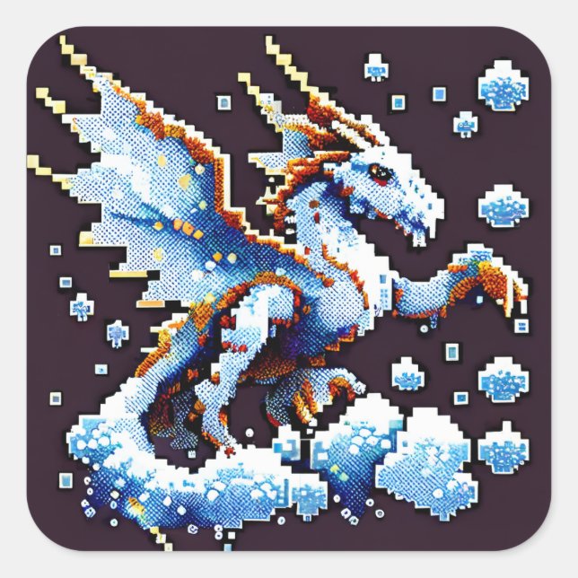 Adesivo Quadrado Dragão Air Elemental Square Sticker (Frente)