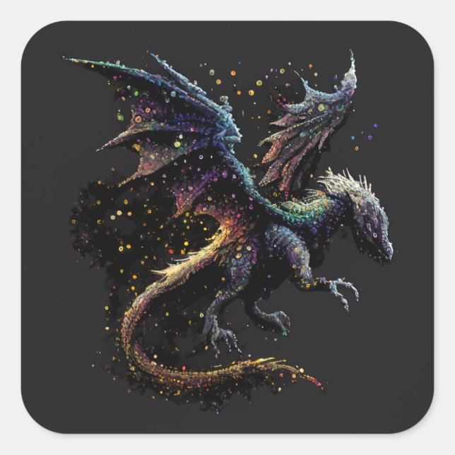 Adesivo Quadrado Dragão Air Elemental Square Sticker (Frente)