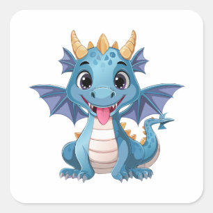 Adesivo Quadrado dragão azul