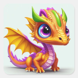 Adesivo Quadrado Dragão Bebê Fofo