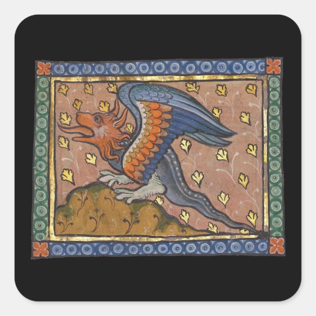 Adesivo Quadrado Dragão Bestiário Medieval c. 1270 (Frente)