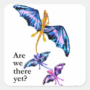 Adesivo Quadrado Dragão Com Duas Crianças