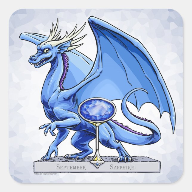 Adesivo Quadrado Dragão de Birthstone de setembro: Sapphire (Frente)