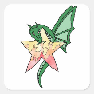 Adesivo Quadrado Dragão de Fogo