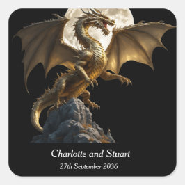 Adesivo Quadrado Dragão Feroz Erguido