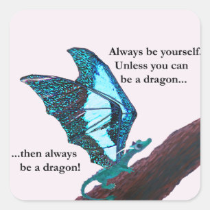 Adesivo Quadrado Dragão na Ramificação