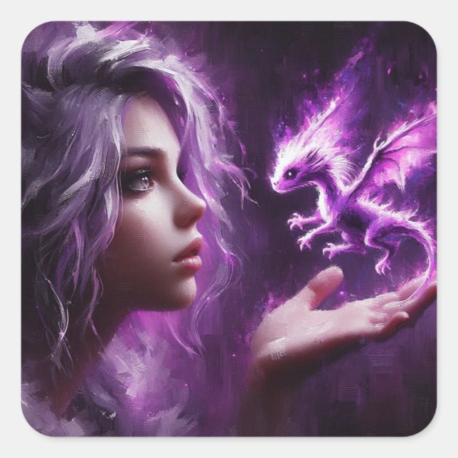 Adesivo Quadrado Dragão Puro Bebê (Frente)