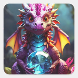 Adesivo Quadrado Dragão Real