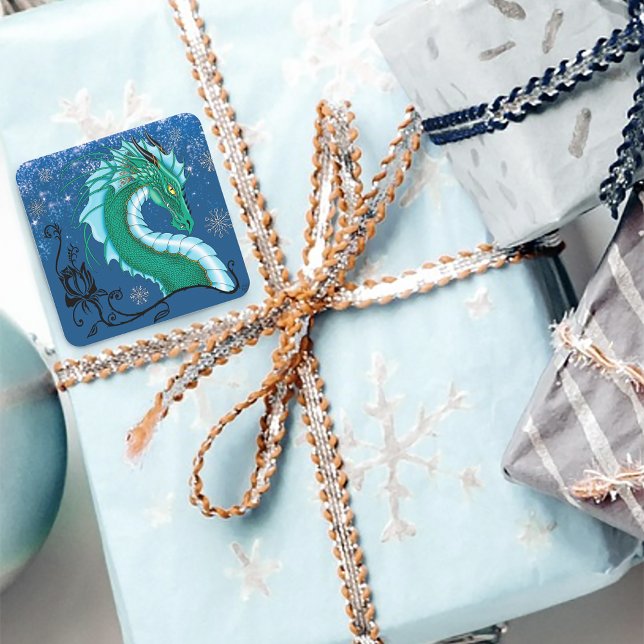 Adesivo Quadrado Dragão Rosa de inverno (Criador carregado)