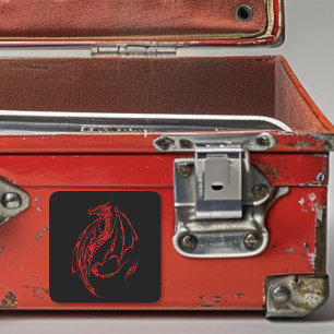 Adesivo Quadrado Dragão Tribal Vermelho Negro