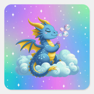 Adesivo Quadrado Dragão/Whimsical
