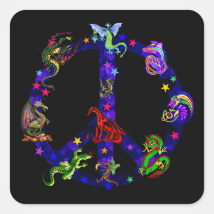 Adesivo Quadrado Dragões da paz