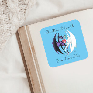 Adesivo Quadrado Dragon Love Heart Bookplate