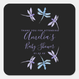 Adesivo Quadrado Dragonflies Chá de fraldas pintado à mão