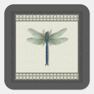 Adesivo Quadrado Dragonfly Azul Elegante
