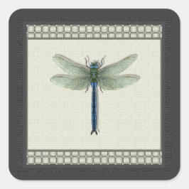 Adesivo Quadrado Dragonfly Azul Elegante