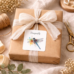 Adesivo Quadrado Dragonfly Colorida personalizável