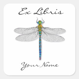 Adesivo Quadrado Dragonfly Ex Libris Booklocels
