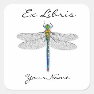 Adesivo Quadrado Dragonfly Ex Libris Booklocels