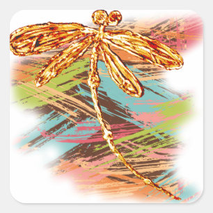 Adesivo Quadrado Dragonfly Orange Splash