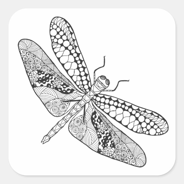 Adesivo Quadrado Dragonfly Zendoodle (Frente)