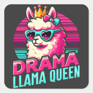 Adesivo Quadrado Drama Llama Queen para Llama Amantes para Mulheres