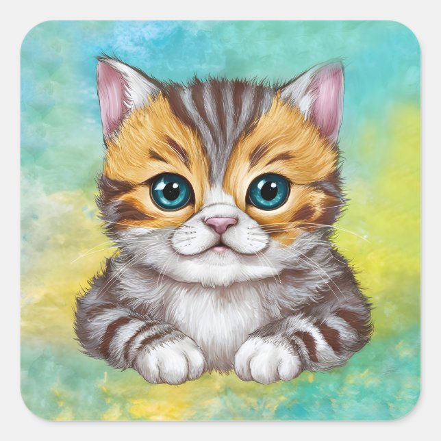 Adesivo Quadrado Drawing Cat (Frente)