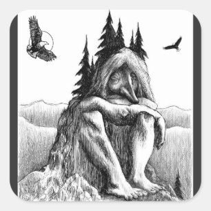 Adesivo Quadrado Dream with Eagles Sketch Trabalho de arte