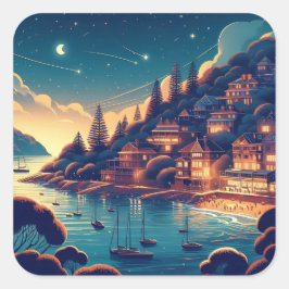 Adesivo Quadrado Dreamy Coastal Night