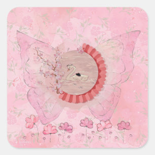 Adesivo Quadrado Dreamy Swan Sticker