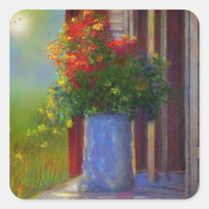 Adesivo Quadrado Dreamy Vase Of Flowers