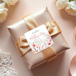 Adesivo Quadrado Dreamy Wildflower Happy Mothers Day Garden Floral