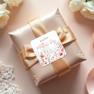 Adesivo Quadrado Dreamy Wildflower Happy Mothers Day Garden Floral