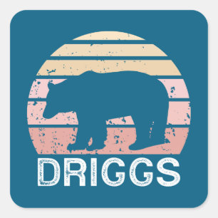 Adesivo Quadrado Driggs Idaho Retro Bear