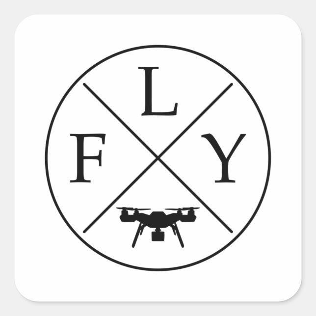 Adesivo Quadrado Drone do logotipo FLY (Frente)